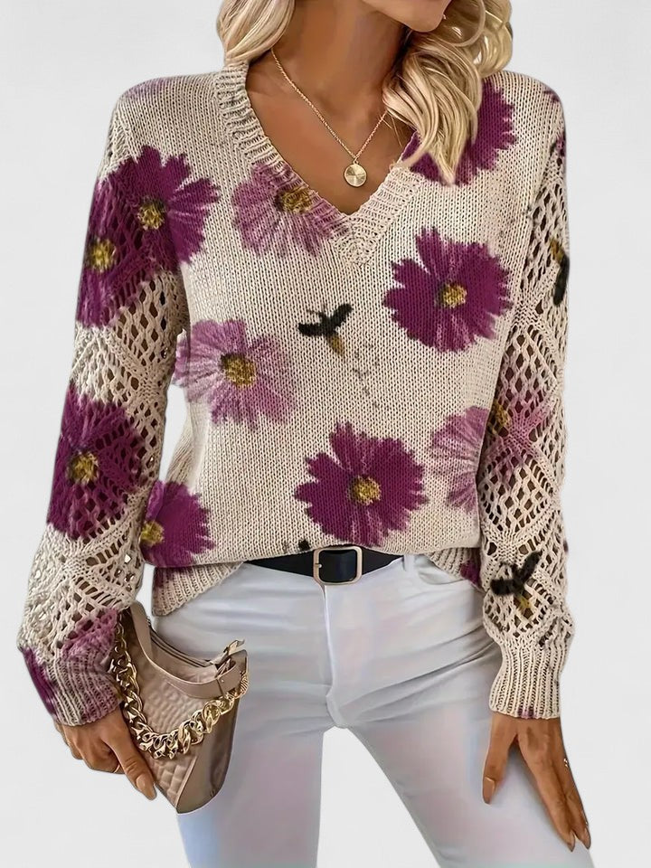 Abril Suéter Elegante con Estampado Floral