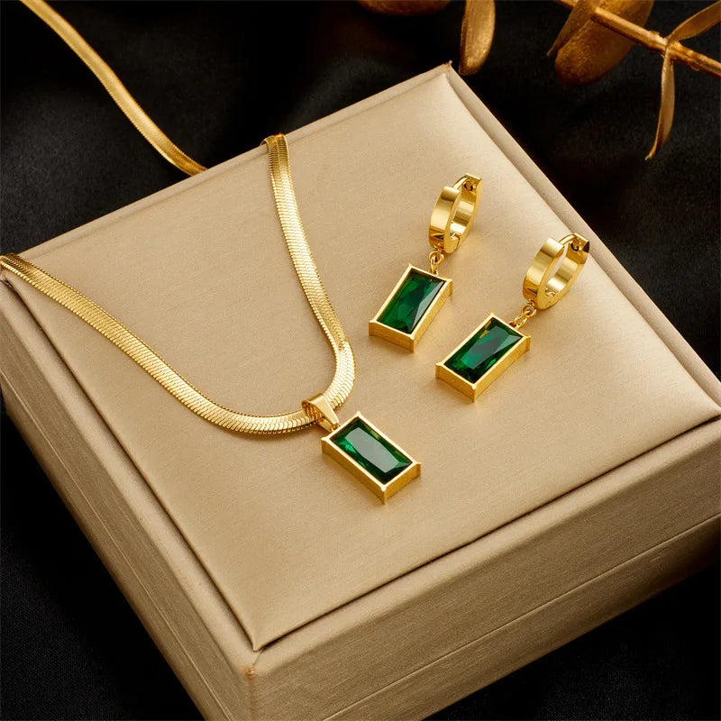 Set de Joyería Cristal Verde