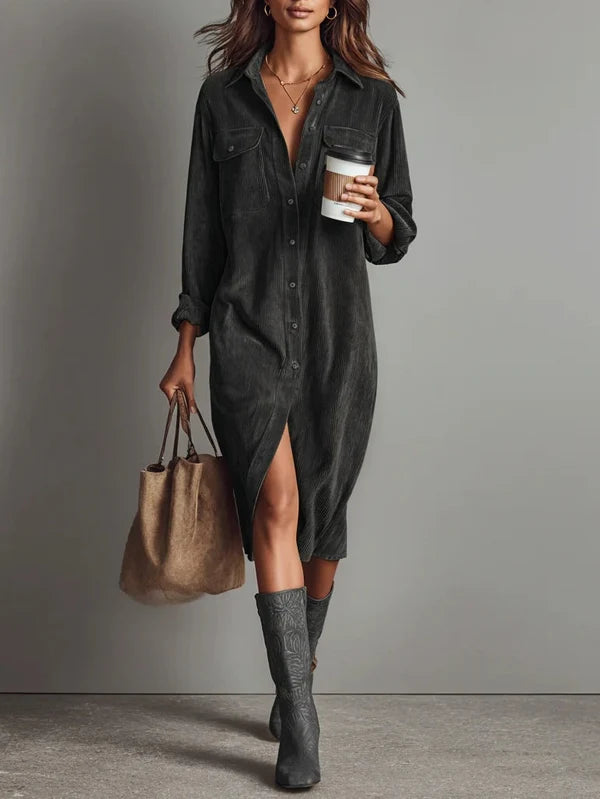 Josiane – Vestido camisero midi de pana