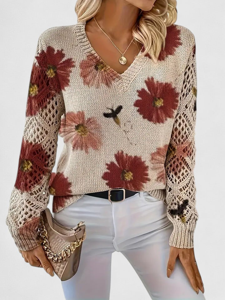 Abril Suéter Elegante con Estampado Floral