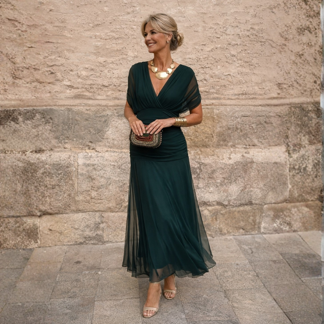 Mikaela Vestido Maxi de Hombros Descubiertos