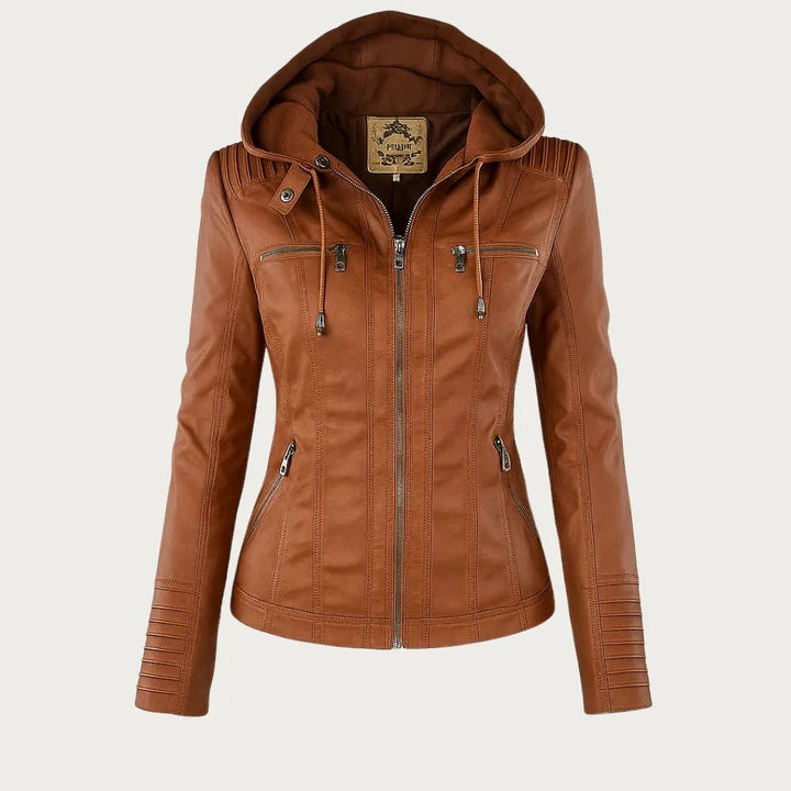 Flavia · Chaqueta Efecto Piel con Capucha