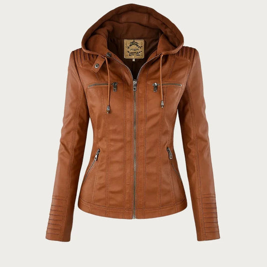 Flavia · Chaqueta Efecto Piel con Capucha