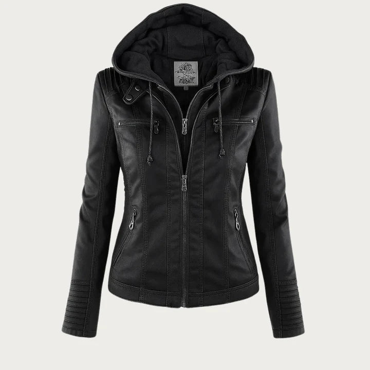 Flavia · Chaqueta Efecto Piel con Capucha