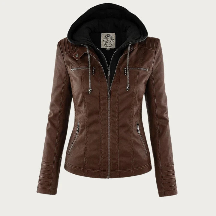 Flavia · Chaqueta Efecto Piel con Capucha
