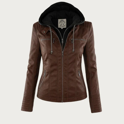 Flavia · Chaqueta Efecto Piel con Capucha