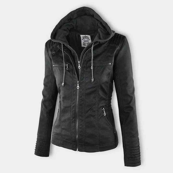 Flavia · Chaqueta Efecto Piel con Capucha
