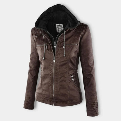 Flavia · Chaqueta Efecto Piel con Capucha