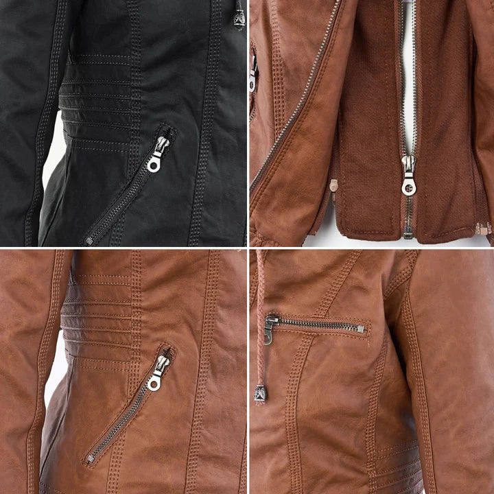 Flavia · Chaqueta Efecto Piel con Capucha