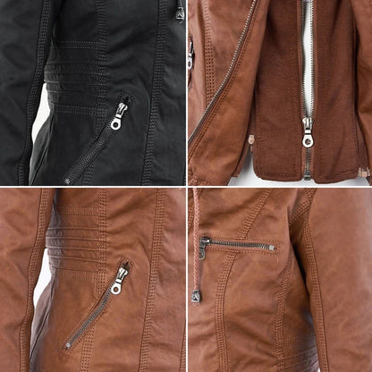 Flavia · Chaqueta Efecto Piel con Capucha