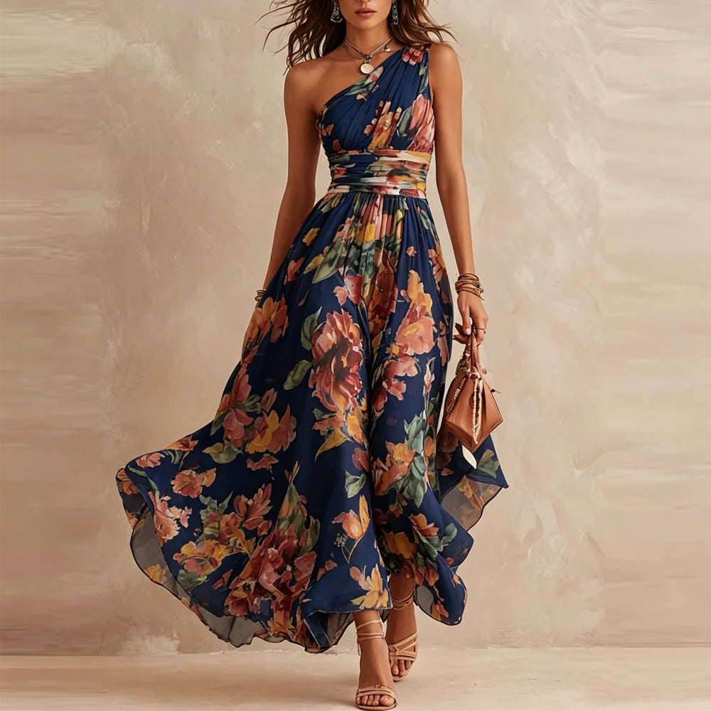 Aurora | Vestido Largo de Mujer Floral de un Solo Hombro