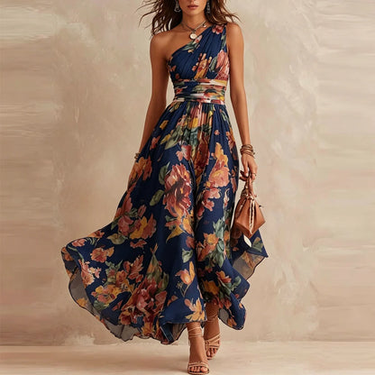 Aurora | Vestido Largo de Mujer Floral de un Solo Hombro