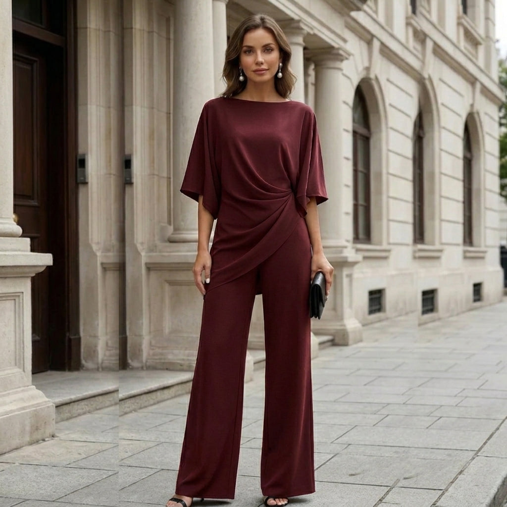 Gabriela Conjunto de Blusa Drapeada y Pantalón Ancho