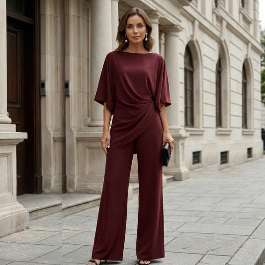 Gabriela Conjunto de Blusa Drapeada y Pantalón Ancho