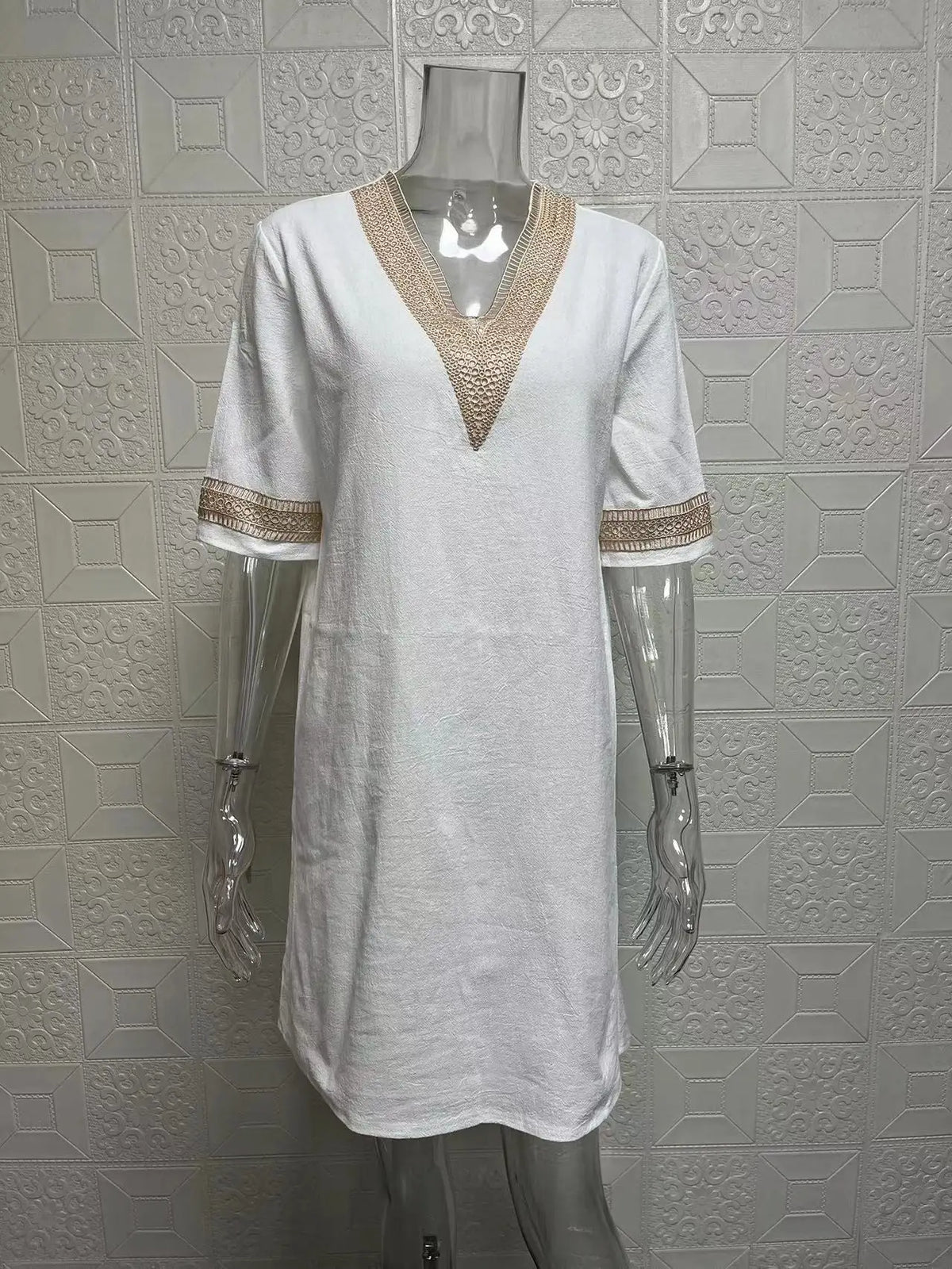 Vestido de Verano de Algodón y Lino para Mujer