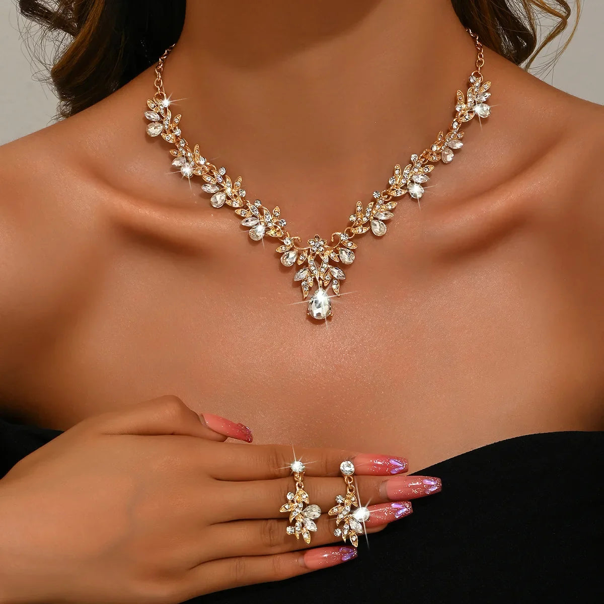 Set de Joyería Gota de Cristal