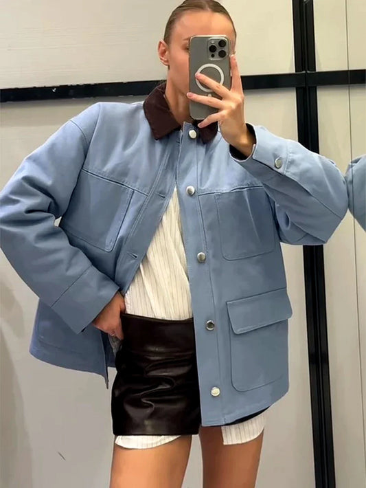 Chaqueta Vintage Oversize Azul Claro