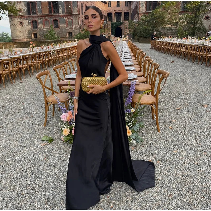 Vestido Largo Elegante con Escote Cruzado