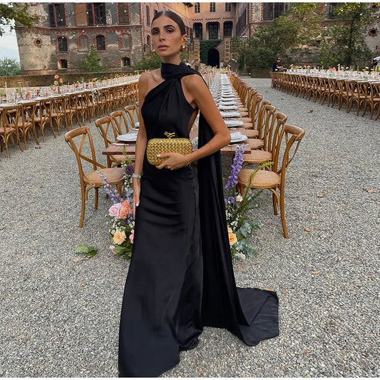Vestido Largo Elegante con Escote Cruzado
