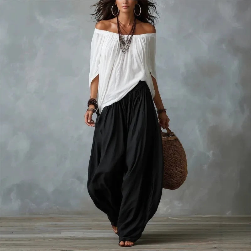 Isabela Conjunto Bohemio de Blusa y Pantalón Fluido