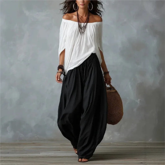 Isabela Conjunto Bohemio de Blusa y Pantalón Fluido