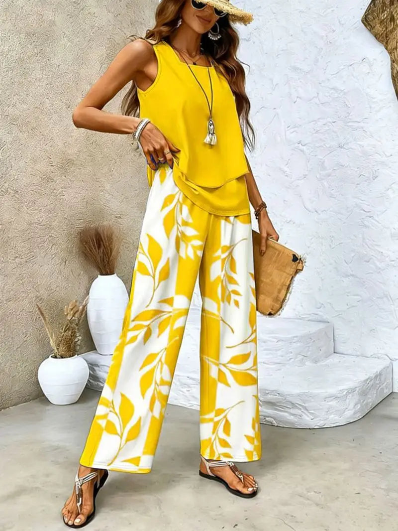 Conjunto Elegante de Chaleco y Pantalón Palazzo