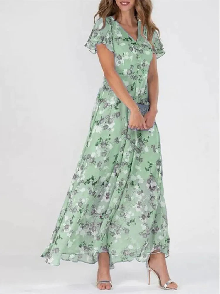 Vestido Floral Bohemio con Mangas Mariposa