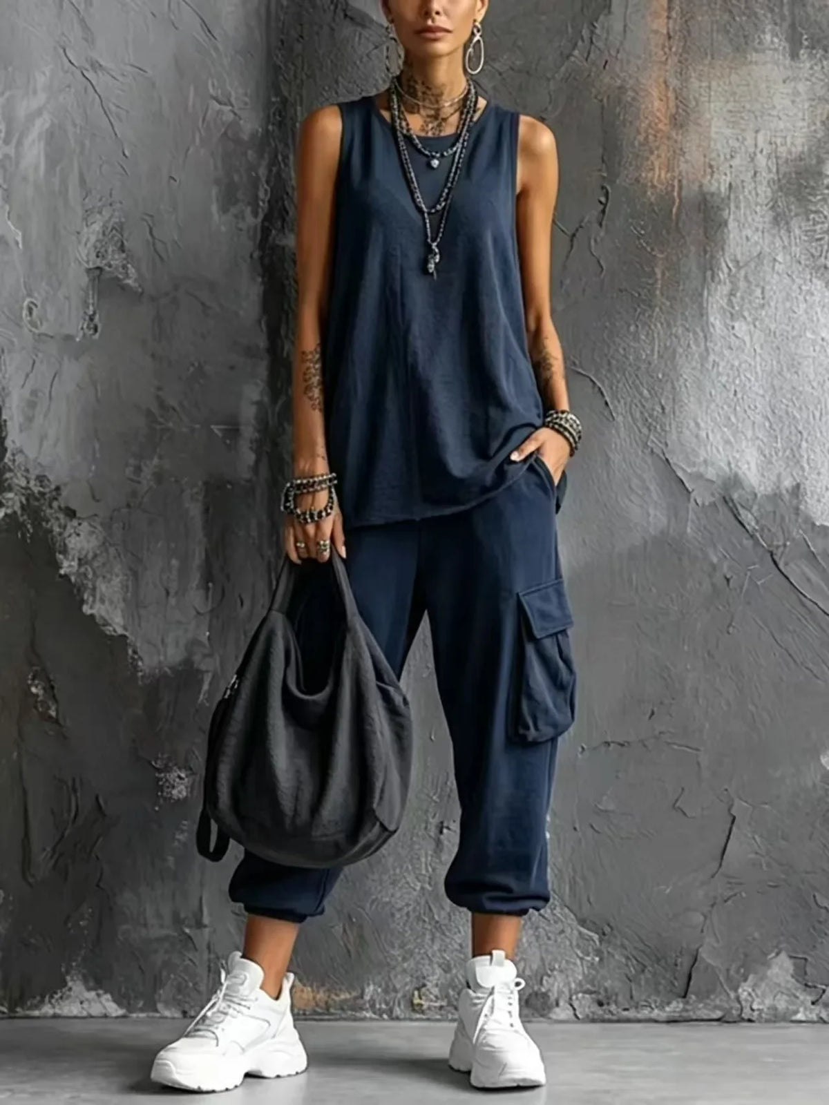 Valentina Conjunto Casual Suave con Bolsillos