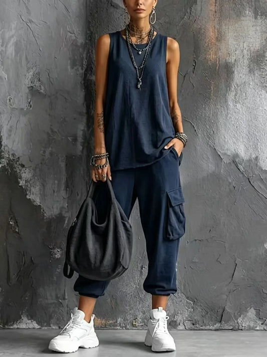 Valentina Conjunto Casual Suave con Bolsillos