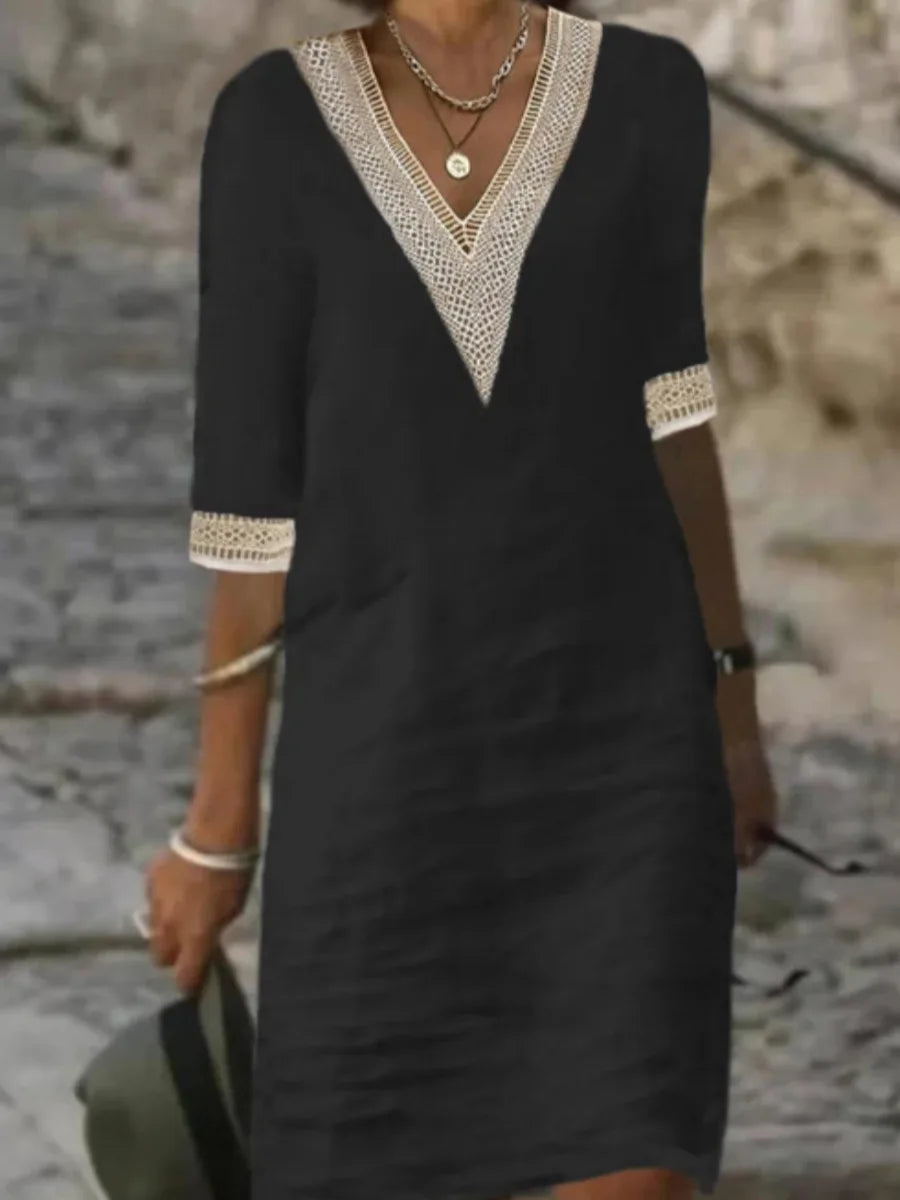 Vestido de Verano de Algodón y Lino para Mujer