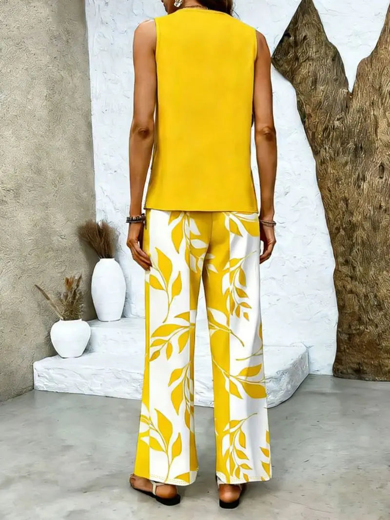 Conjunto Elegante de Chaleco y Pantalón Palazzo