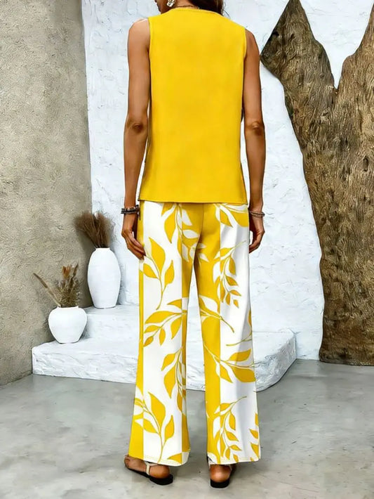 Conjunto Elegante de Chaleco y Pantalón Palazzo