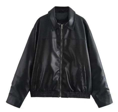 Chaqueta de Cuero Negra para Mujer