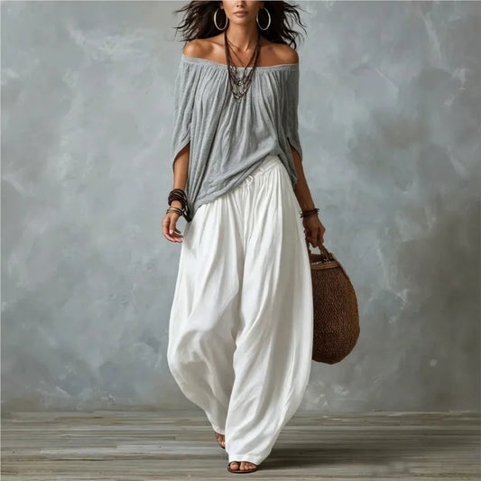 Isabela Conjunto Bohemio de Blusa y Pantalón Fluido