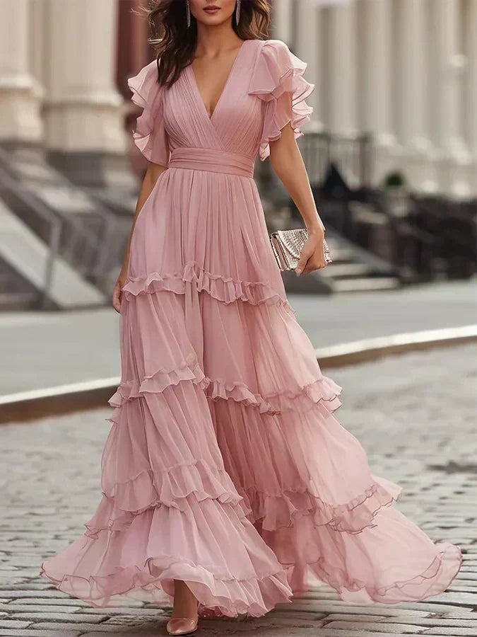 Rosalía Vestido Maxi Rosa Empolvado