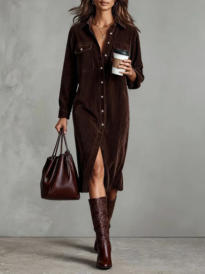 Josiane – Vestido camisero midi de pana