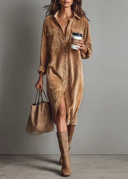 Josiane – Vestido camisero midi de pana