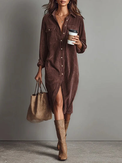 Josiane – Vestido camisero midi de pana