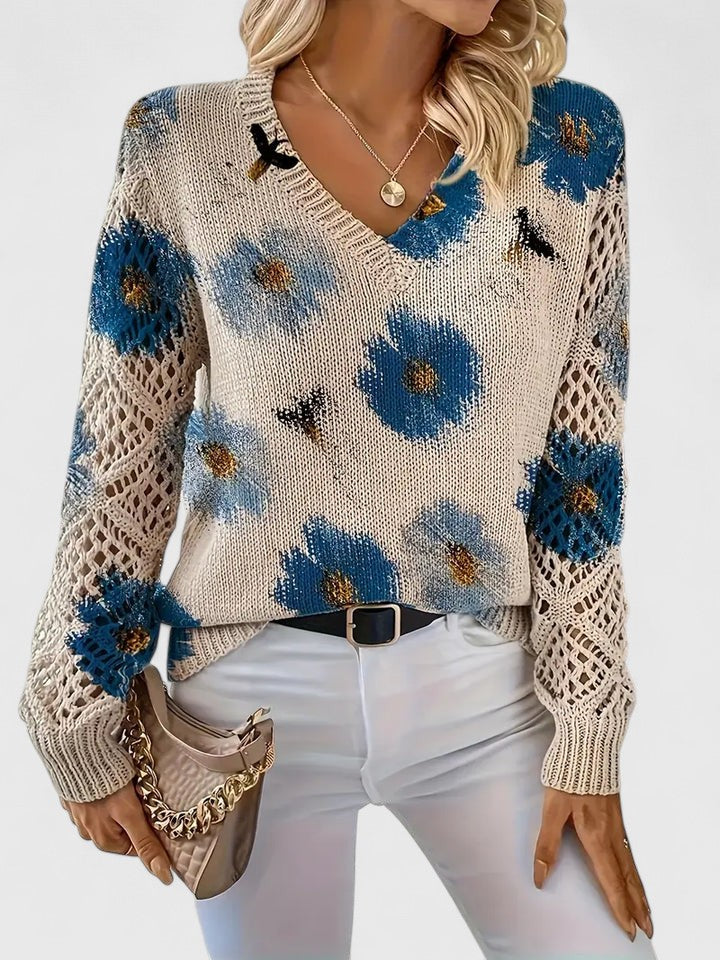 Abril Suéter Elegante con Estampado Floral