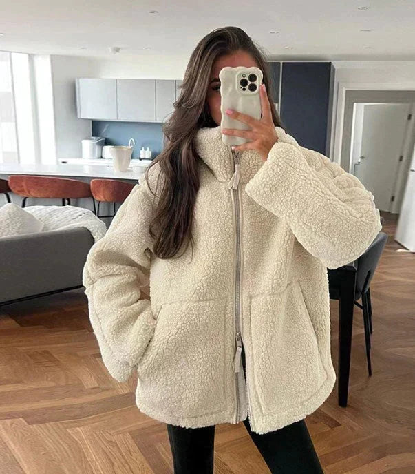 Silvia Chaqueta Teddy Oversize de Cuello Alto
