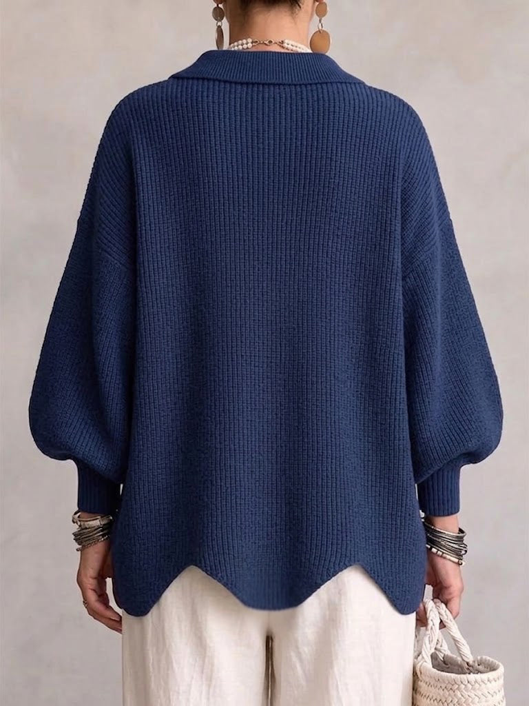 Isadora Cárdigan Oversize con Cuello y Botones Metálicos Grandes
