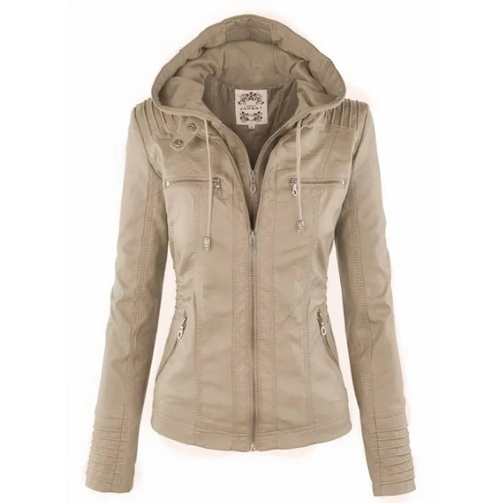Flavia · Chaqueta Efecto Piel con Capucha